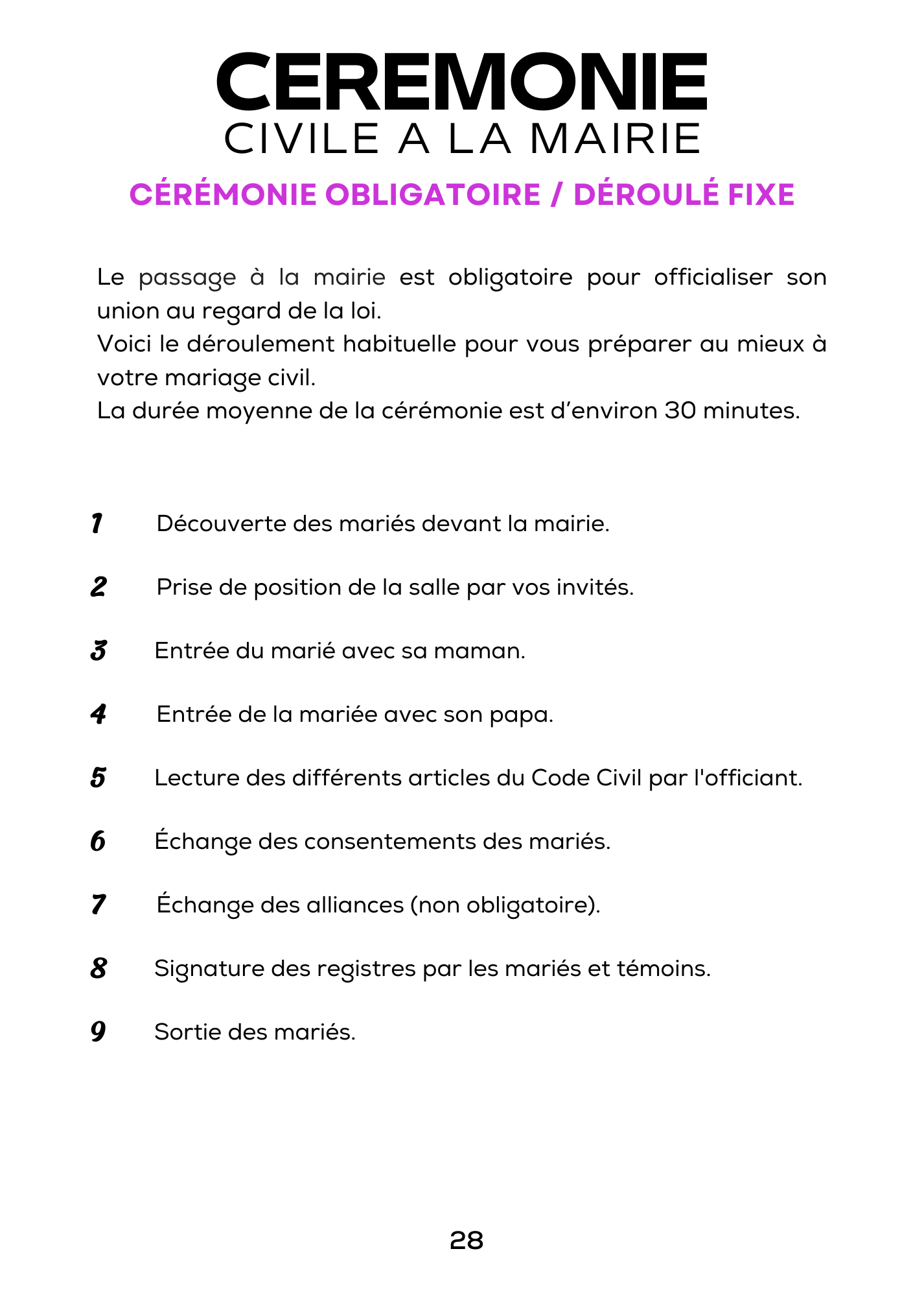 Déroulement des cérémonies