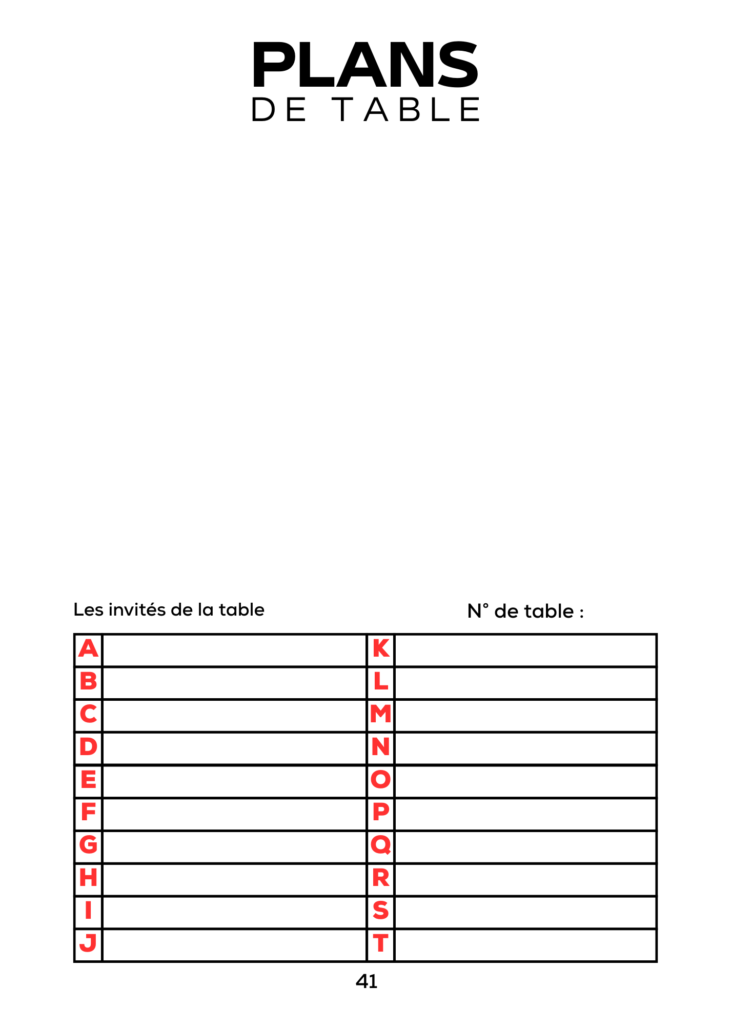 Plan de table